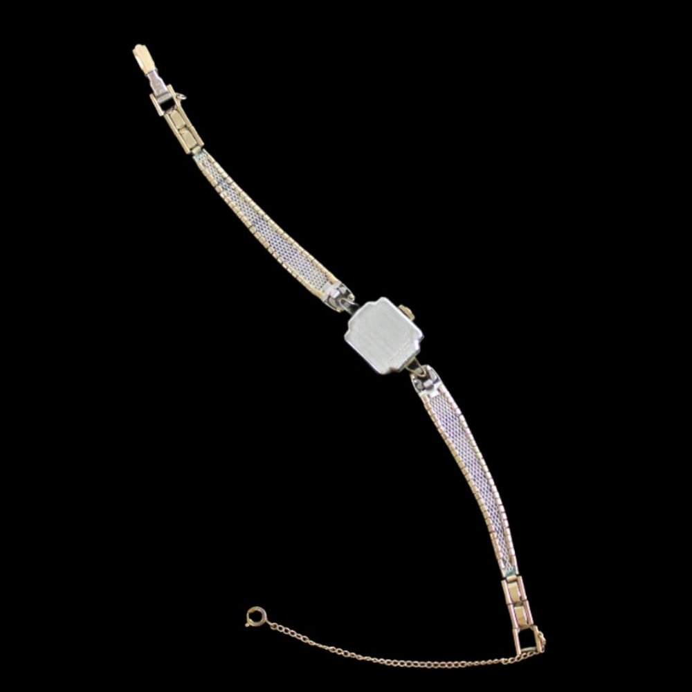 Elgin Gold Tone Vintage Working Manual Art Deco Square Case Oval Face Watch - Picture 4 of 7